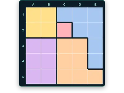 よごれさがし　キレイキレイのプレイ画面。色分けされたマス目の盤面